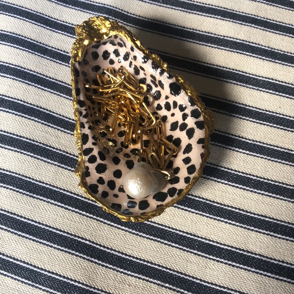 Animal Spotted Découpage Oyster Shell Ring & Trinket Dish